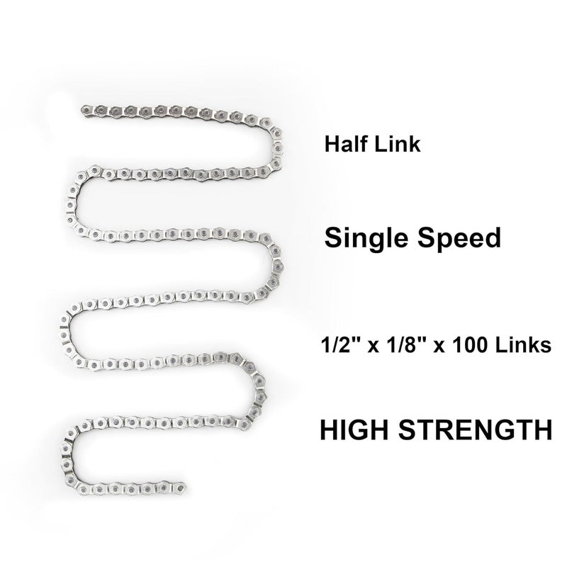 WEEROCK KMC BMX Single Speed Bike Chain 1 Speed Half Link High Strength Bicycle Chains 1/2" x 1/8" x 100 Links - Image 2